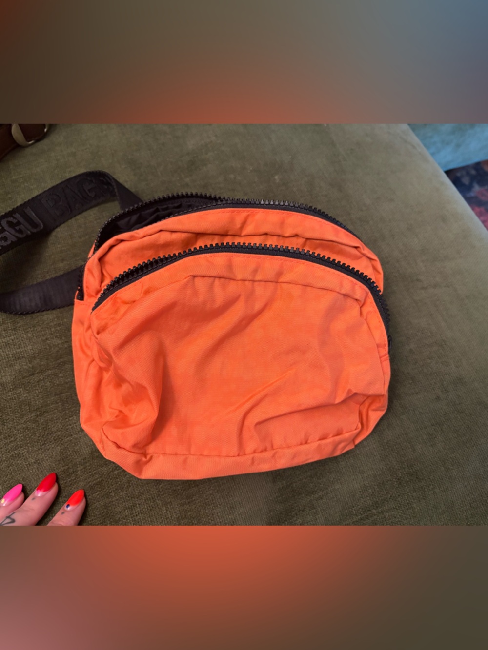 BAGGU Orange Zip Front Belt Bag
